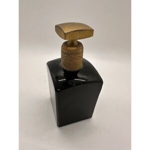 Vintage Volupte Black Glass Perfume Bottle Gold‎ Metal Stopper Art Deco Style 4"